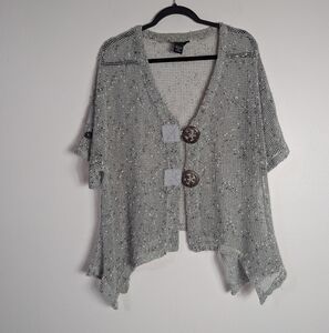 Kaktus Gray Knit Blouse with Button Accents